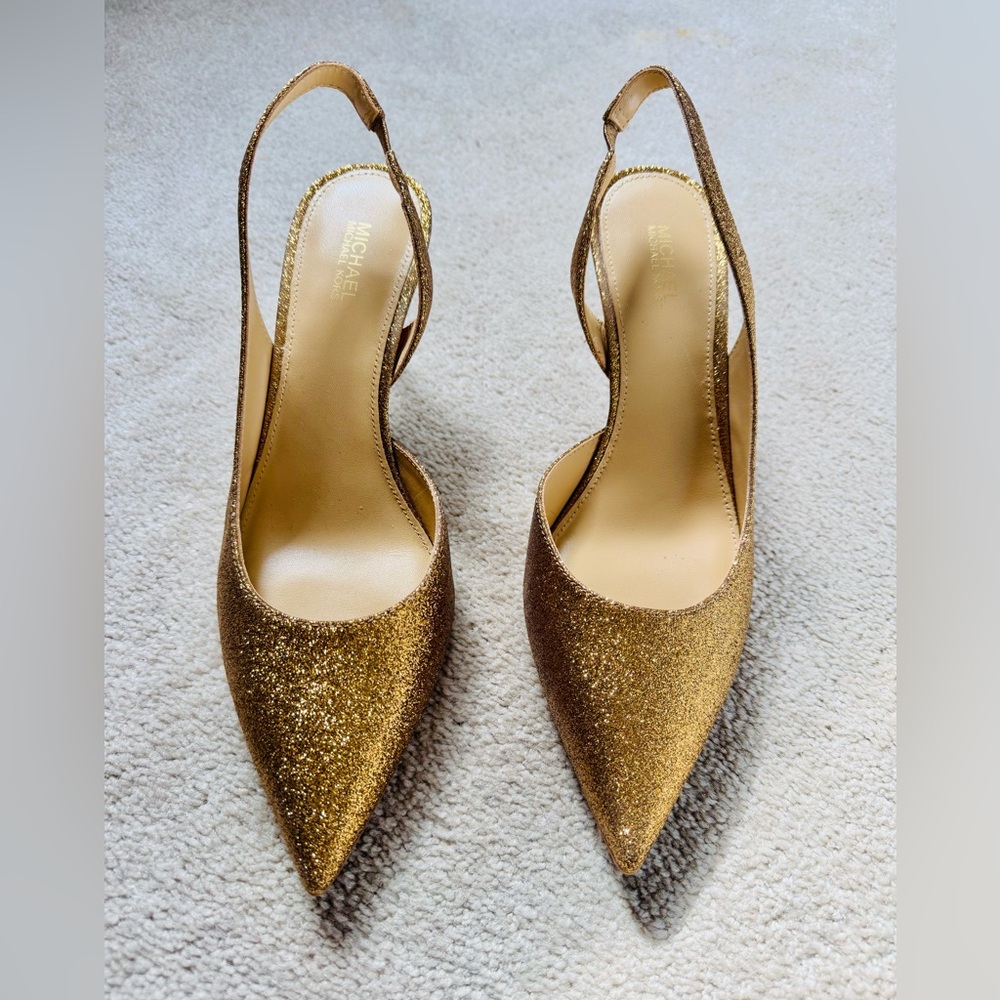 Michael Kors Sparkling Gold Slingback Heels